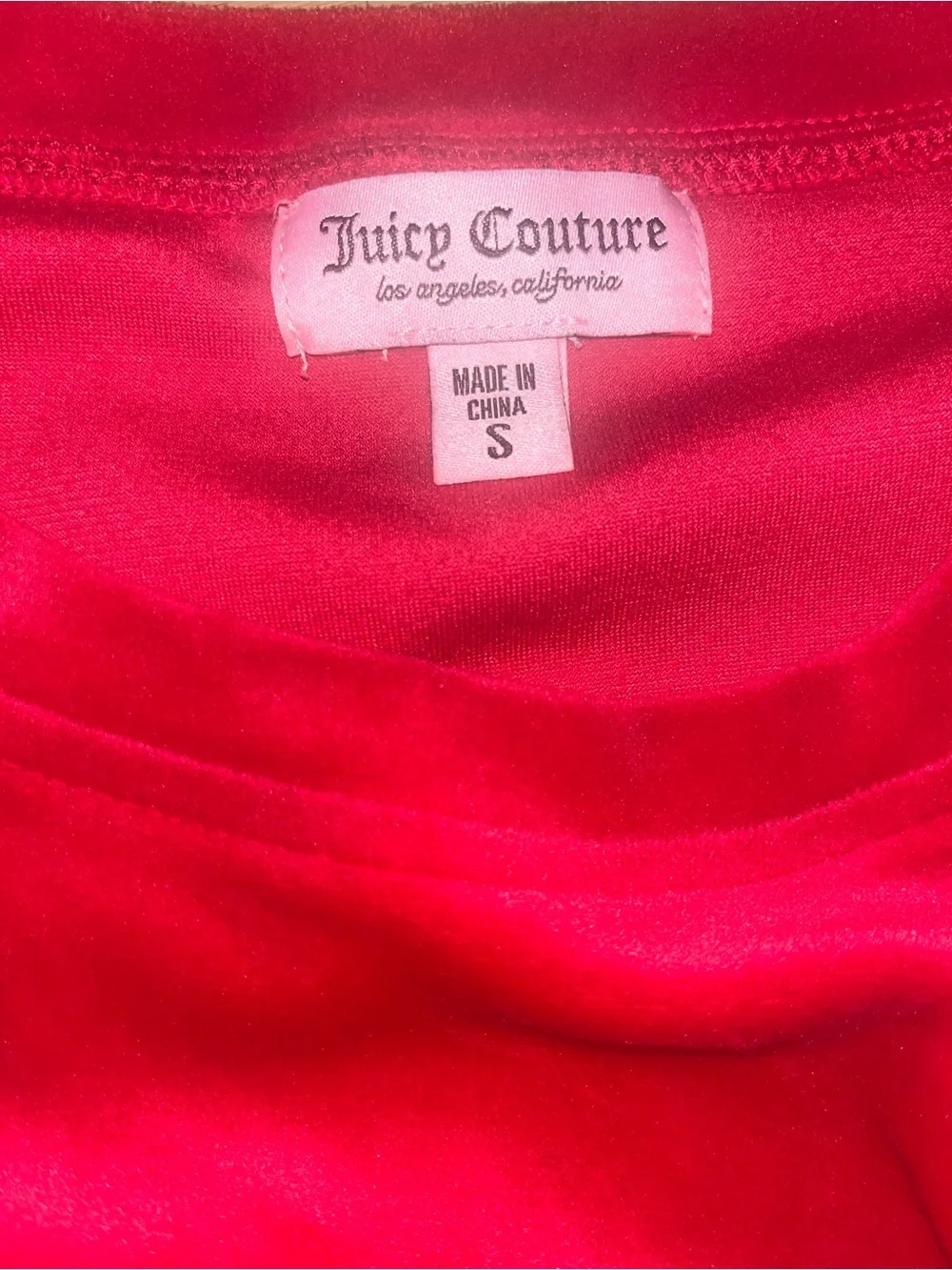 Juicy Couture Red Velour Rhinestone Logo Matching Tracksuit Set Size Small